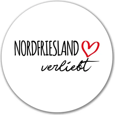 Produktbild von Huuraa Aufkleber Nordfriesland verliebt 10cm rund Sticker Geschenkidee