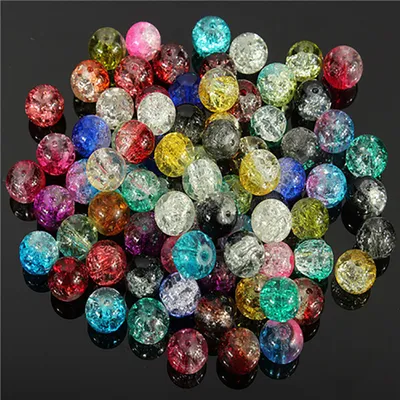 Produktbild von 100 Teile/satz 8mm Gemischte Farbe Gebrochene Runde Glas Lose Perlen Handwerk DIY Schmuck