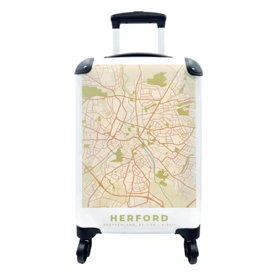 Produktbild von MuchoWow® Koffer Handgepäck Trolley Rollkoffer Kleine Reisekoffer mit 4 Rollen - Herford - Karte - Stadtplan - Vintage - Cabin Size < 55x40x23 cm & 55x40x20 cm - Fotokoffer - Kabinenkoffer - Boardgepäck - Reise-Box - Reisekoffer - Reisegepäck - Koffer mit Bild - Trolley für Kinder