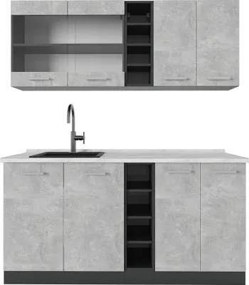 Produktbild von Singleküche Vicco R-Line Beton/Anthrazit 160 cm , AP Marmor, Model 53713