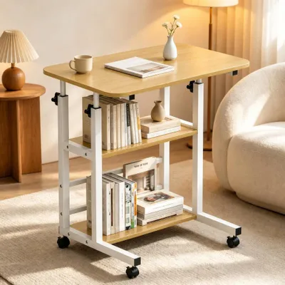 Productafbeelding van Bijzettafel met Wielen en 2 Planken 40 x 60 cm