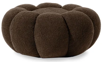 Image de MENZZO Pouf design fleur Arielina Tissu bouclette Marron