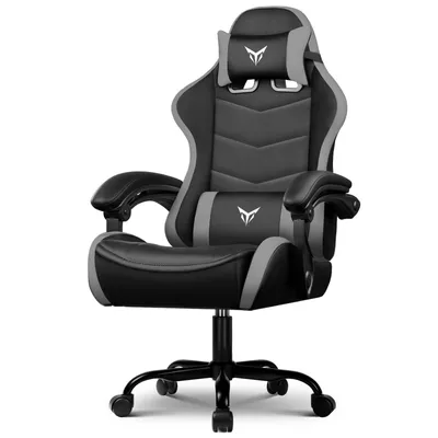Zdjęcie produktu dla GTPLAYER Krzesło gamingowe Krzesło biurowe Ergonomiczne krzesło gamingowe z regulowanym zagłówkiem i podparciem lędźwiowym, fotel gamingowy, szary