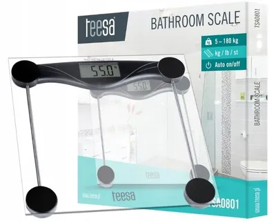 Obrázok produktu pre Digitálna váha do kúpeľne, LCD displej, sklenená doska, presnosť 0,1 kg, rozsah merania 0 – 180 kg, automatické zapnutie, napájanie: batéria CR2032