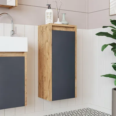 Imagen del producto de Skye Decor, armario de baño de alta calidad, 30x70x25 cm, madera de pino Atlántico, color antracita, 100% melamina
