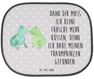 Produktbild von Mr. & Mrs. Panda Sonnenschutz Auto Frosch Liebe - Grau Pastell - Geschenk, Sonnenblende, Freundin, Frösche, Hitzeschutz, kfz
