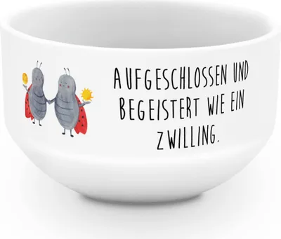 Produktbild von Mr. & Mrs. Panda Bowlschale Sternzeichen Zwilling - Weiß - Geschenk, Suppenschüssel, Obstschale, Horoskop, Zwillinge, frühstücksbowl, schale, Schüssel, Müslischale
