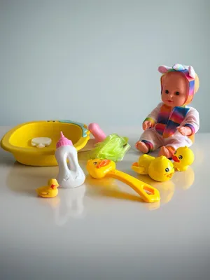 Obrázok produktu pre Súprava bábik pre bábätká s príslušenstvom – pyžamko s jednorožcom, káčerka do vane, bábika na pitie a čúranie, hračky do vane