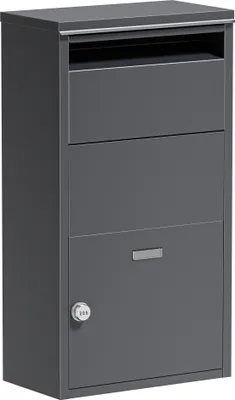 Produktbild von Wiltec Paketkasten anthrazit 410 x 220 x 750 mm, Paketbox Zuhause, private Paketannahme passend für Pakete und Päckchen, Standbriefkasten Stahl