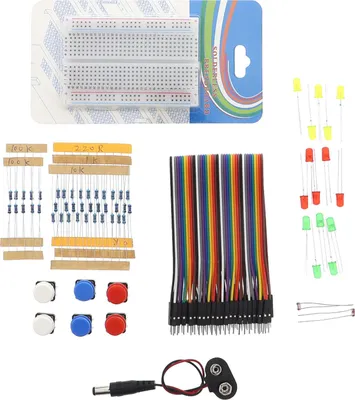 Produktbild von Taster, LED, Widerstand, Breadboard, Kabel - Mini Kit