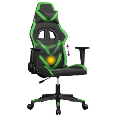 Produktbild von vidaXL Gaming-Stuhl mit Massagefunktion Schwarz und Grün Kunstleder