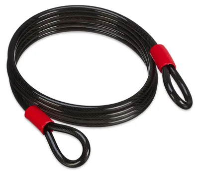 Obrázek produktu pro Relaxdays smyčkový kabel 5 m, opláštěné ocelové lano s očky, Ø 12 mm, k zajištění jízdního kola, motocyklu, zahradního nábytku, černý