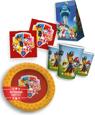 Produktbild von Paw Patrol Party Paket 92tlg mit Geschenktüten und Partygeschirr Geburtstag