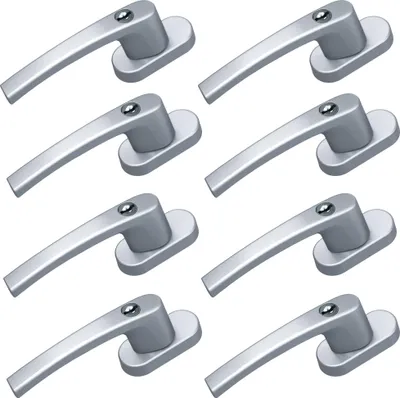Produktbild von BASI - Fenstergriff - FG 503 - abschließbar - 8er Set - inkl. 1 Schlüssel je Fenstergriff - Gleichschließend - Alu Silber - 8X7553-0000