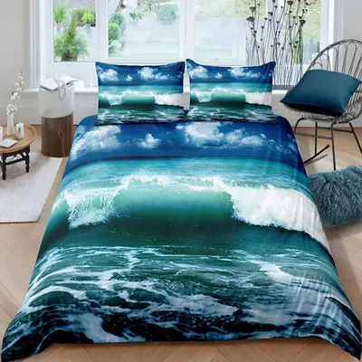 Obrázok produktu pre Detská posteľná bielizeň "Oceán", 155x220 cm, 3-dielna, mikrovlákno, 2 vankúšové obliečky 80x80 cm