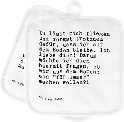 Produktbild von Mr. & Mrs. Panda Topflappen Du lässt mich fliegen... - Weiß - Geschenk, Set, Spruch Sprüche Weisheiten Zitate Lustig Weisheit Worte, Topflappenset, topfhalter, Kochlappen