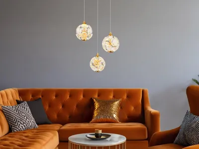 Produktbild von Globo Lighting Hängeleuchte Metall goldfarben, K9 Kristalle klar, Kabel PVC transparent, Höhe kürzbar, ø: 410mm, H: 1500mm, inkl. LED 24W 230V, 2700lm Source, 2000lm Output, 3000K
