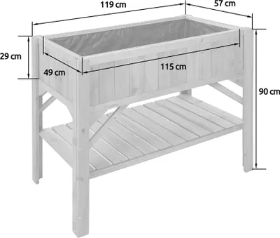Produktbild von Hochbeet mit Ablage 119x57x90cm - braun