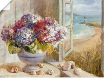 Produktbild von ARTland Poster Küsten Hortensie Größe: 80x60 cm