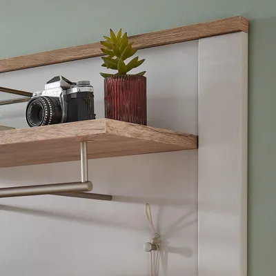 Produktbild von Garderobenpaneel schmal, matt grau mit Eiche DEVON-36 Landhausstil, 48 cm breit