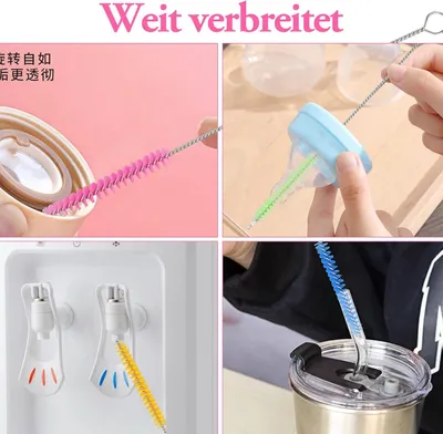 Produktbild von 10 Stück 20 cm lange Reinigungsbürsten für Strohhalme, dünne Flaschenbürsten, Bürsten für den Kaffeevollautomaten und Milchschläuche