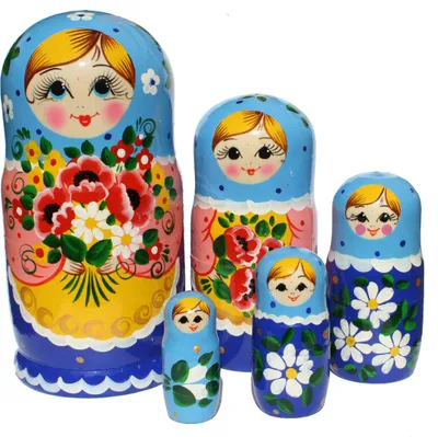 Produktbild von Matroschka Puppen Original Babuschka Sommerblumen Set 5 Figuren 19 cm