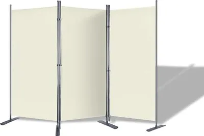 Obrázek produktu pro JOIEYOU 3-dílná zástěna z polyesterové tkaniny rozdělovač místností pro vnitřní a venkovní skládací 275x180cm dělicí stěna s podlahovými hřebíky balkonová zástěna na soukromí rozdělovač místností pro zahradu obývací pokoj kancelář (sýr)