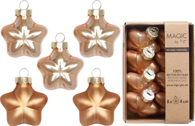 Produktbild von Christbaumschmuck Sterne 4cm Glas 8 Stück - Golden Sesame