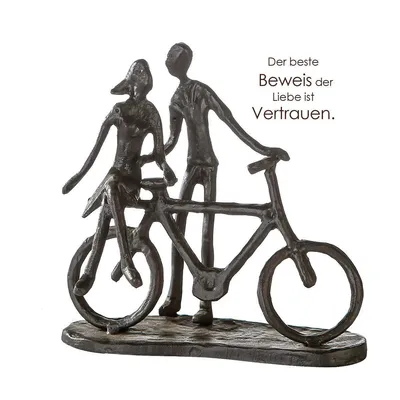 Zdjęcie produktu dla Gilde Skulptur, "Pair on Bike", Fahrradmotiv, Paarmotiv, Eisen, braun, VE 1, L. 8 cm, B. 15 cm, H. 15 cm 74610 4001250746102