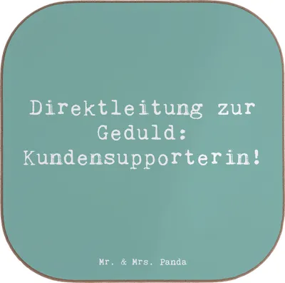 Produktbild von Mr. & Mrs. Panda Getränkeuntersetzer Spruch Kundensupporterin Geduld - Meeresbrise - Geschenk, Beruf, Support, gläseruntersetzer, Berufsprodukte, Hilfsbereitschaft