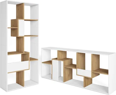 Immagine prodotto di VERSO Libreria scaffale, 67x31x162cm, Per libri, Bianco e Rovere