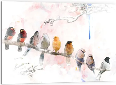 Produktbild von DEQORI Küchenrückwand Glas 60x40 cm 'Vögel auf einem Ast' Spritzschutz Bad Rückwand