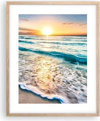 Produktbild von Gerahmtes Poster - Rahmen in heller Eiche - Meer Welle Strand - 40x50 cm - Wand Bild - Wanddeko - Wandbilder - Wandposter - Bilderrahmen - Bilder - Kunstdruck - Wandbild - P2NPA40x50-3621