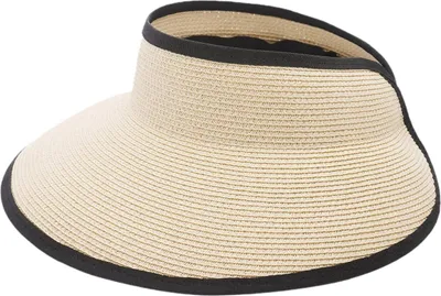 Produktbild von Sonnenblendenhüte für Damen, faltbarer Sommer-Strandhut aus Stroh mit Pferdeschwanz und LSF 50+