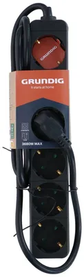 Obrázok produktu pre Grundig viacnásobná zásuvka 6Fach 16A/250V - zásuvka 1,5M - predlžovací kábel max. 3680W - čierna
