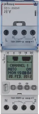 Image de Legrand AlphaRex³ D22, minuterie hebdomadaire numérique, 230 VCA, 2 canaux, 2TE, 1 pièce.