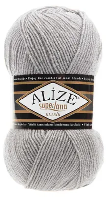 Alize Superlana Klasik unifarben 100g Strickgarn Strickwolle 25% Wolle, 698 hellgrau