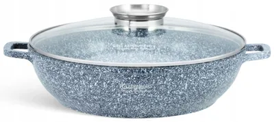 Zdjęcie produktu dla GARNEK Niski Płaski MARMUROWY 32cm WOK 5,5l Indukcja Gaz 8042