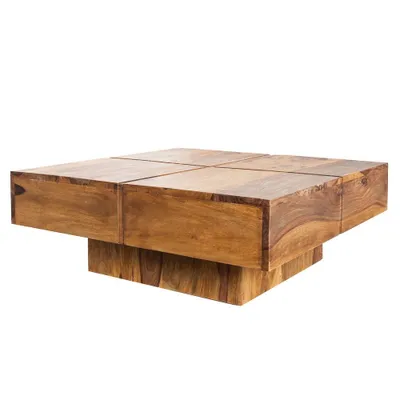 Produktbild von cagü: Exklusiver Design Couchtisch  SALEM Sheesham Massivholz 70cm x 70cm Quadratisch