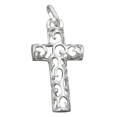 Produktbild von Anhänger 28x14mm Kreuz filigran durchbrochen glänzend Silber 925 silber 28x14mm