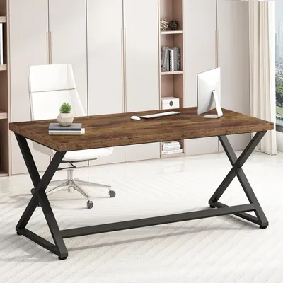 Obrázok produktu pre Drevený písací stôl s kovovými prvkami, rozmery 140 cm