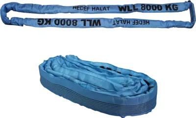Image de Élingue ronde 8000kg de capacité, 8m de circonférence, sans fin avec noyau en polyester, sangle de levage, bleu