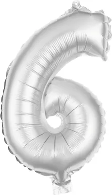 Produktbild von Folienballon Zahl 6 silber 100 cm