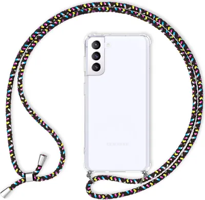 Produktbild von NALIA Klare Handy Hülle mit Kette für Samsung Galaxy S21 Plus, Band Case Cover Schwarz Bunt