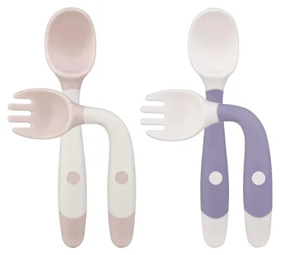 Produktbild von Babylöffel Babygabel Beikosträdchen - Silikon - 4 Stück - 3 x 14 cm - Selbstständiges Essen für Kleinkinder