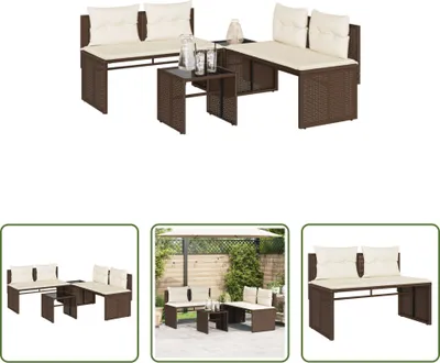 Produktbild von The Living Store 4-tlg. Garten-Sofagarnitur mit Kissen Braun Poly Rattan