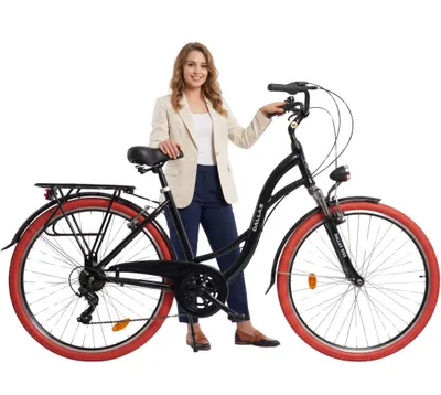 Produktbild von Dallas Bike Fahrrad 28 Zoll - mit Federgabel - Shimano 7-Gang - Aluminium Rahmen L 19" - Schwarz-Rot
