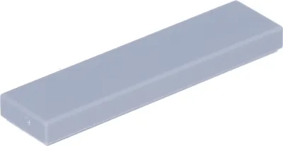 A single, light gray LEGO brick is shown from a diagonal angle against a white background.