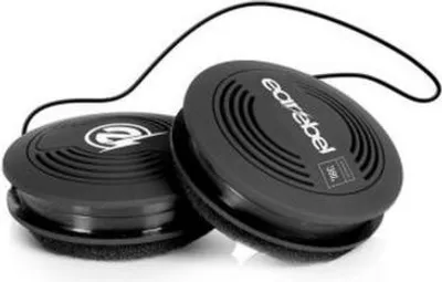 A pair of black headphones on a white background.