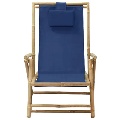 Image de vidaXL Chaise Relax Réglable Bleu Marine Bambou et Tissu